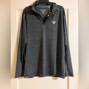 Tommy Bahama Gray Quarter-Zip with Gold Fleur-de-Lis